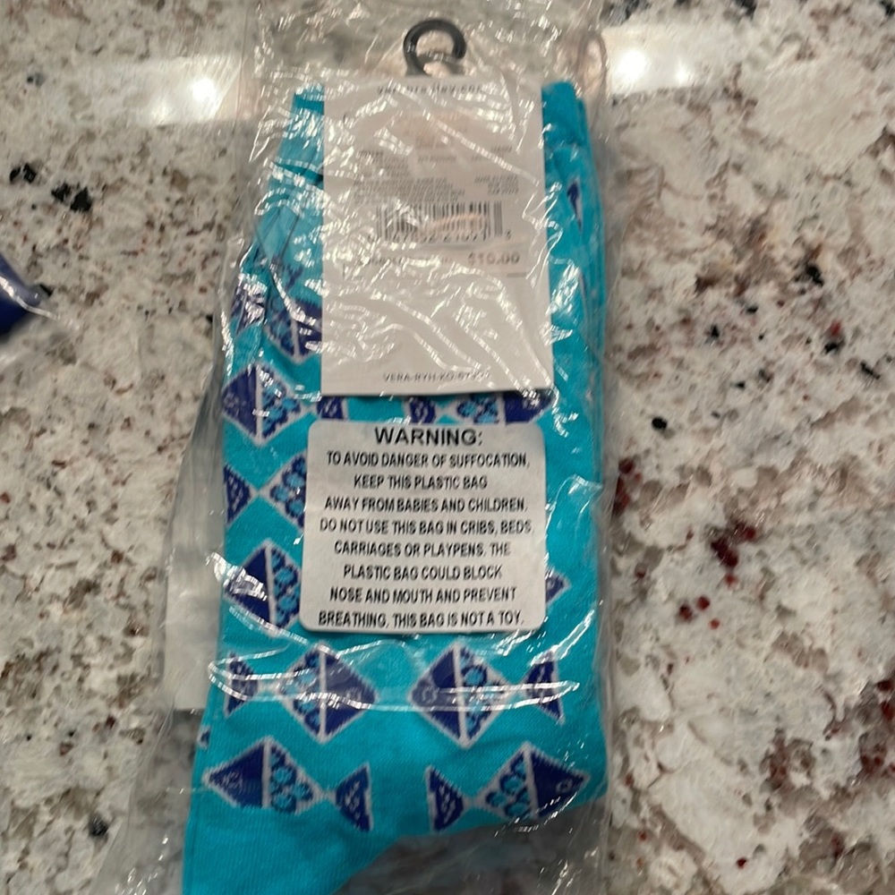 Vera Bradley Go Fish crew sock, NWT. 2 pairs available, $7 each